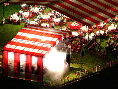 Red and White Tent at Hungry Ghost Festival